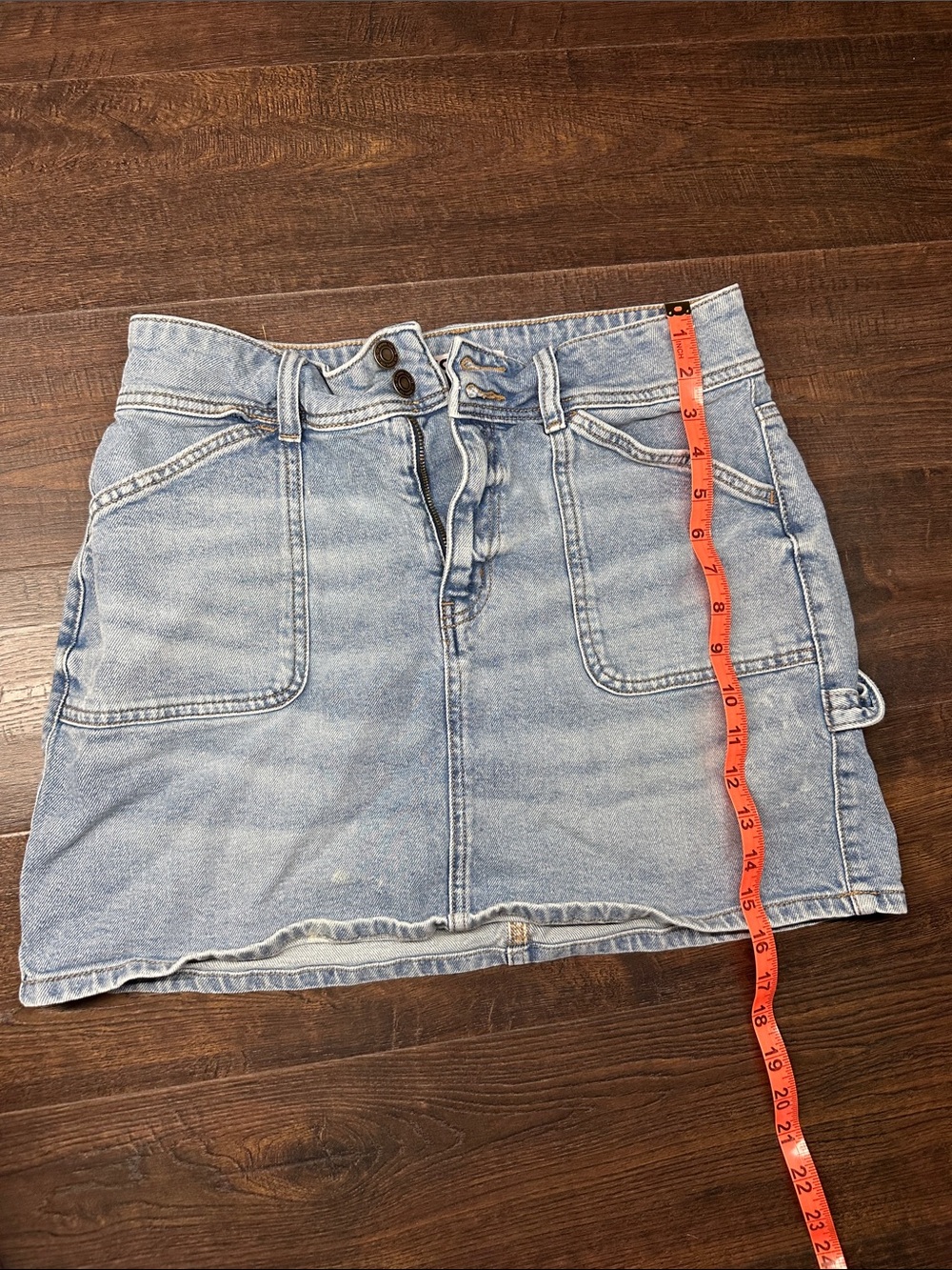 SO Light Blue Denim Skirt with Contrast Stitching #A44